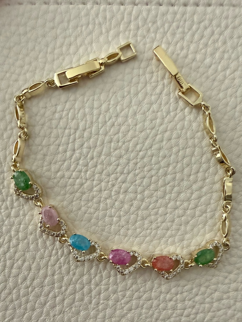 Gold-filled Multicolor “Candy” Gemstone inHearts Bracelet *NEW